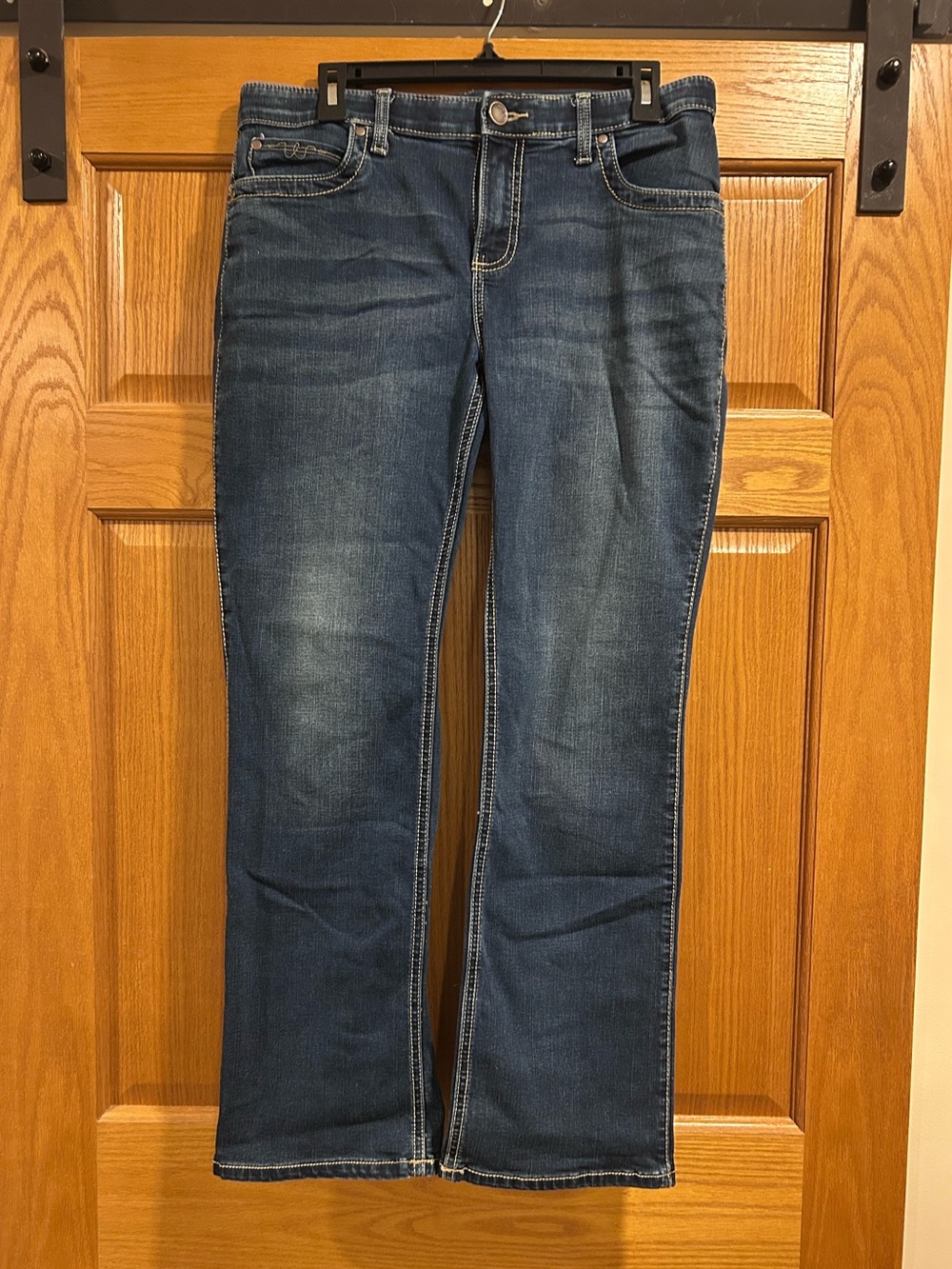 Wrangler Q Baby Women's Dark Blue Boot Cut Jeans 11/12 x 32 Excellent Condition